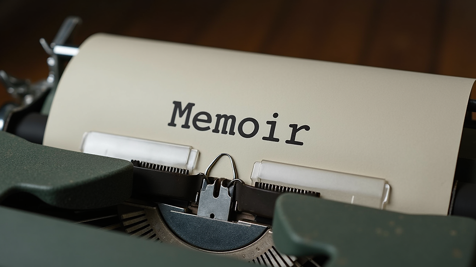 Close-up view of a vintage typewriter with a memoir manuscript