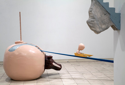 contemporary art installation an Israeli artist human figures an urban space