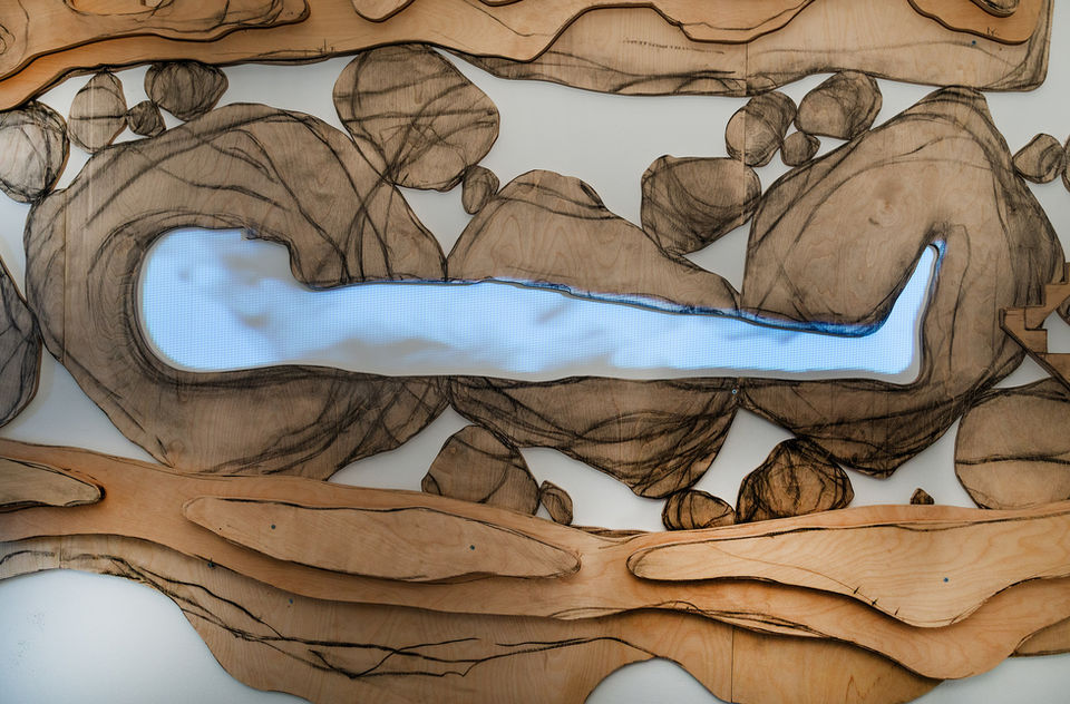 שהSite specific installation Landscape material landscape  underground Man lying animation Israeli artist