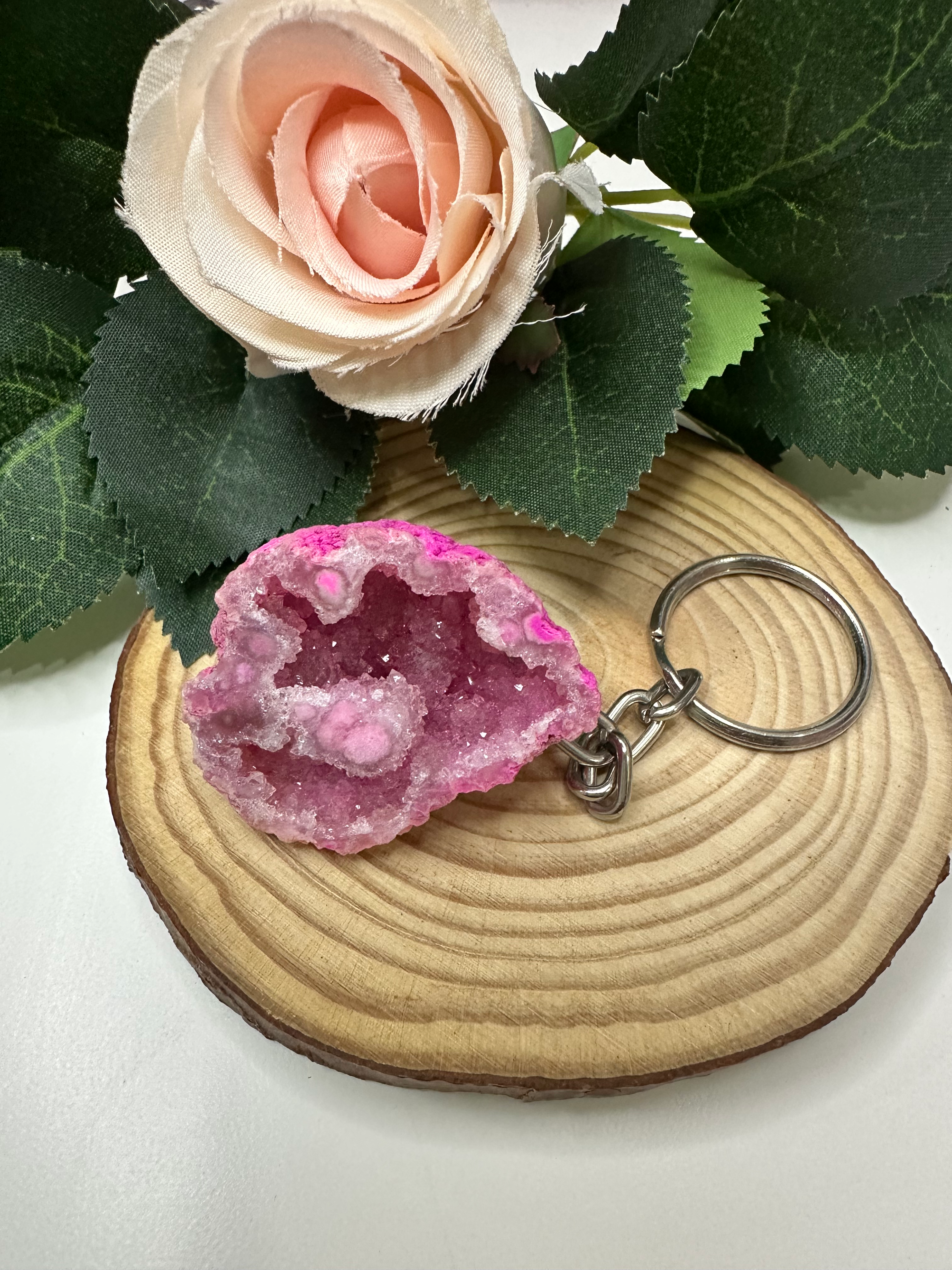 Portes-clés Géode Rose
