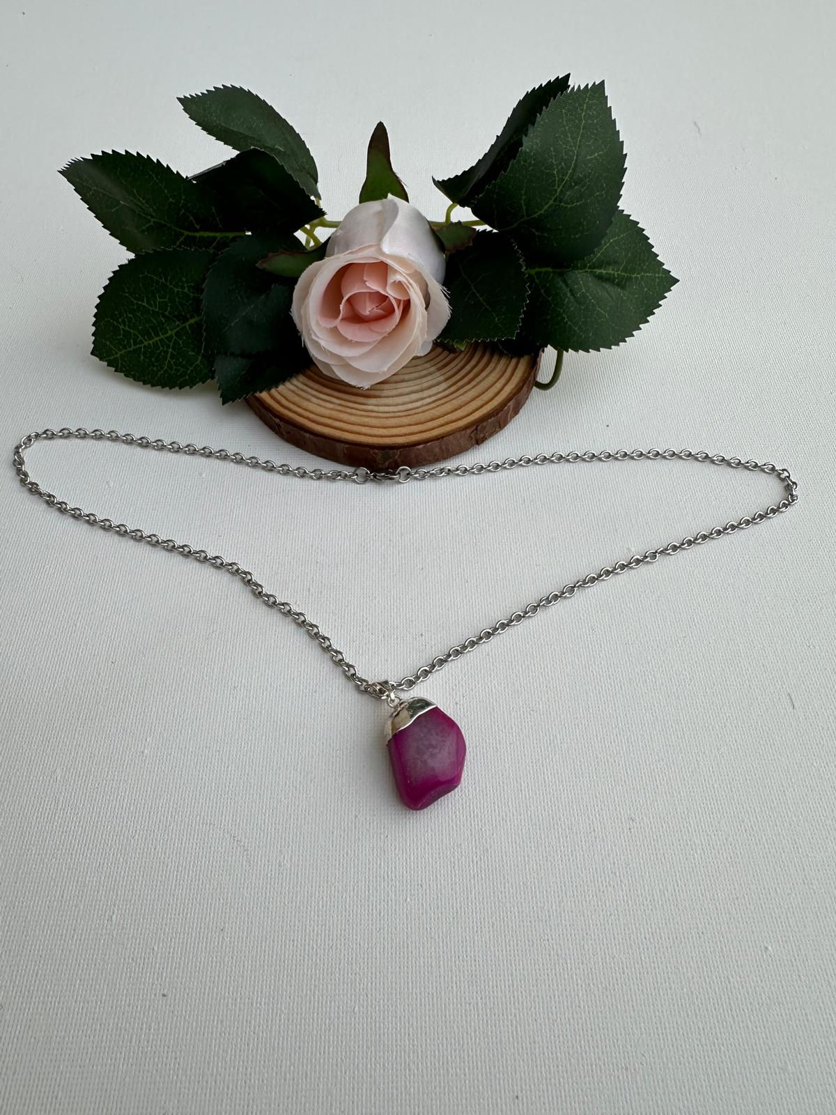 Collier Agate Rose