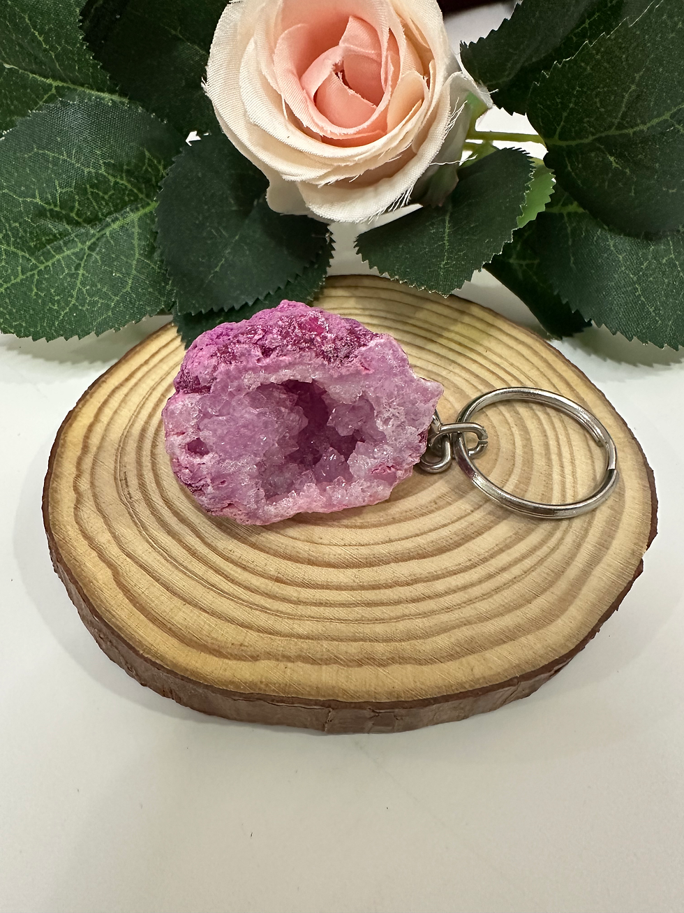 Portes-clés Géode Rose