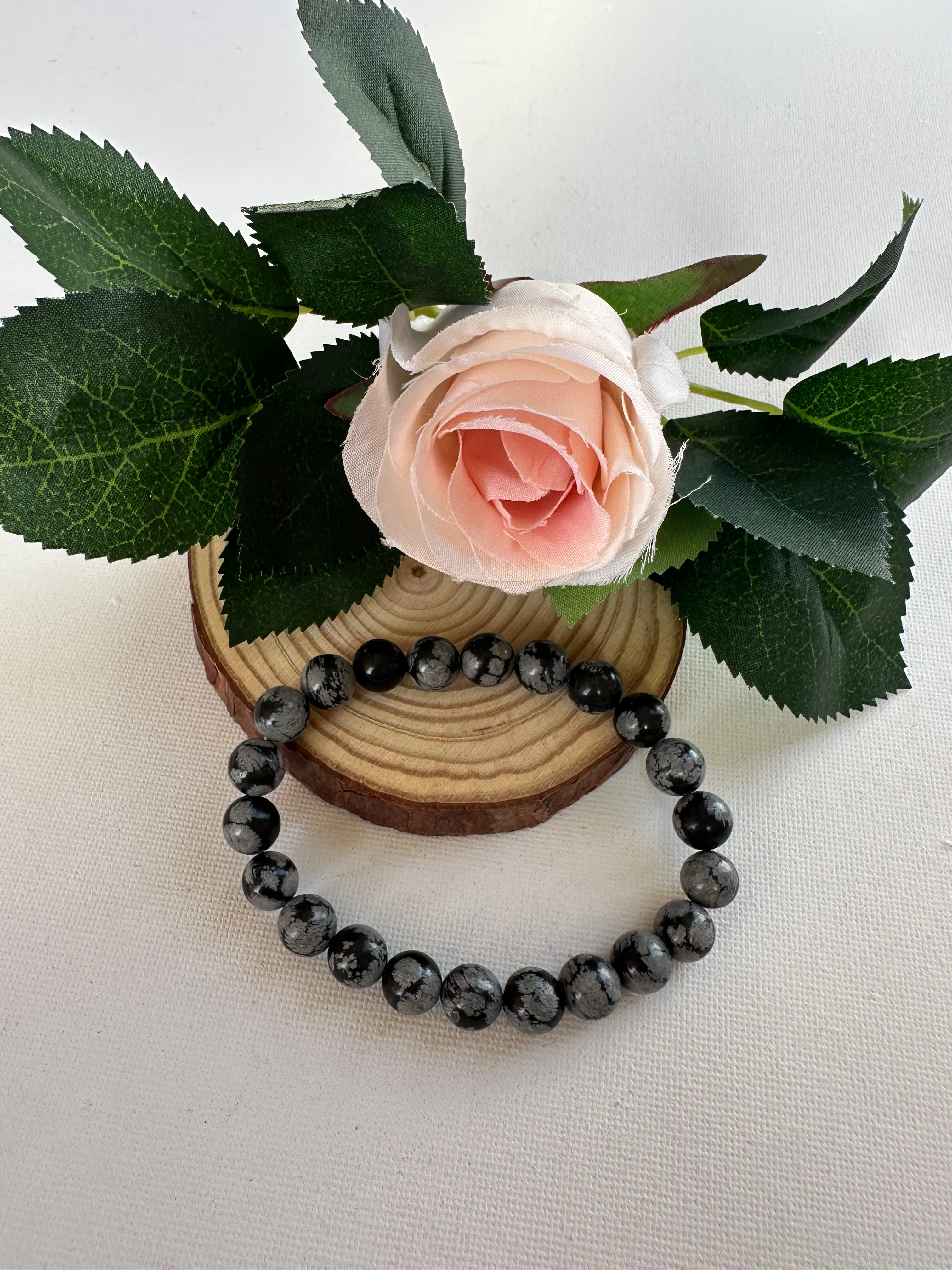 Bracelet Obsidienne flocon de neige