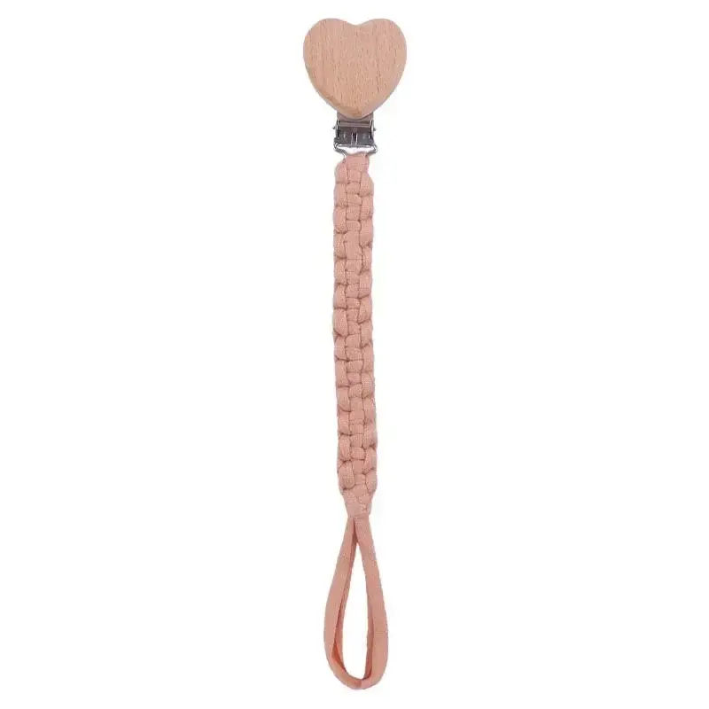 Thumbnail: Custom Name Cloth Weaving Wooden Personalized Baby Pacifier Chain Dummy Nipple