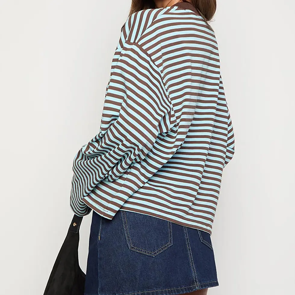 Thumbnail: Striped Long Sleeve T Shirt Women Y2k Oversized Crewneck Sweatshirt Aesthtic