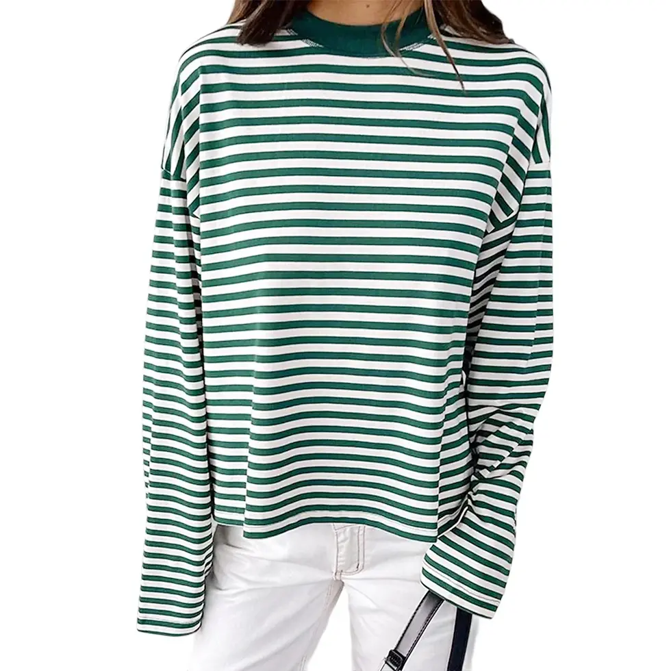 Thumbnail: Striped Long Sleeve T Shirt Women Y2k Oversized Crewneck Sweatshirt Aesthtic