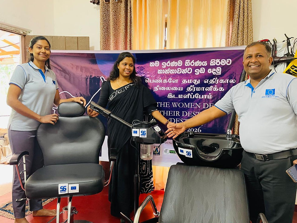 Empowering a beneficiary woman with salon equipment