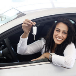 women with keys in the car