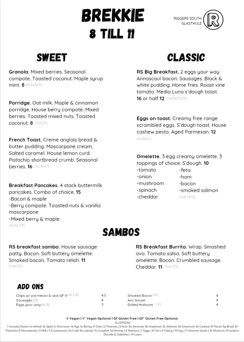 New Weekday breakfast menu