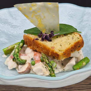 Frikassee von der Poularde mit Kräuterbrioche