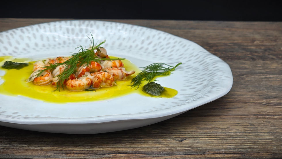 Odenwälder Flusskrebse auf Orangensauce und Estragonöl