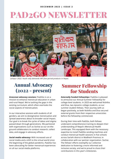 Pad2Go Annual Newsletter