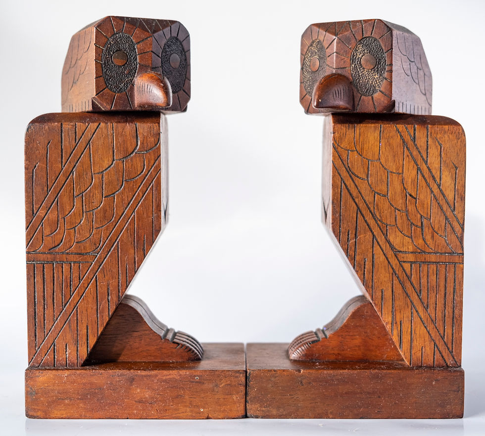 Thumbnail: A pair of Art Deco period wooden owl Book-ends