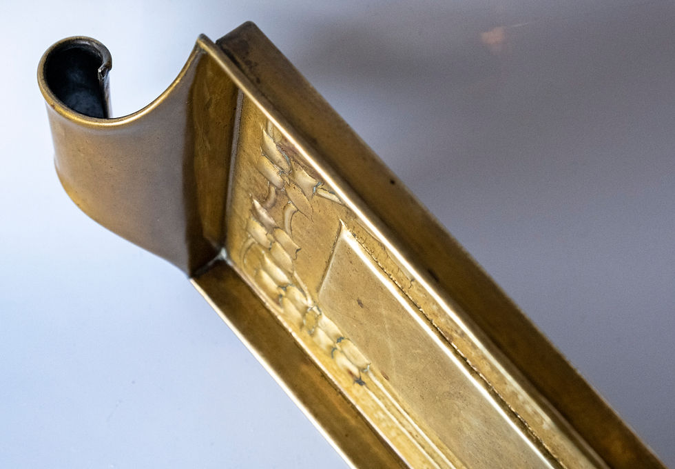 Thumbnail: A Glasgow School Art Nouveau patinated brass twin-handled tray