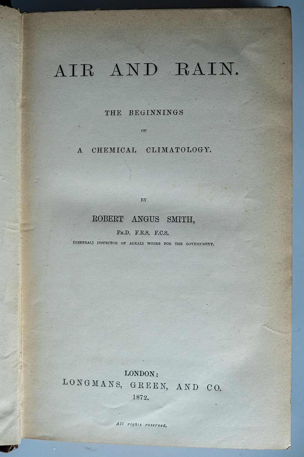 Thumbnail: Air And Rain - The Beginnings of a chemical Climatology