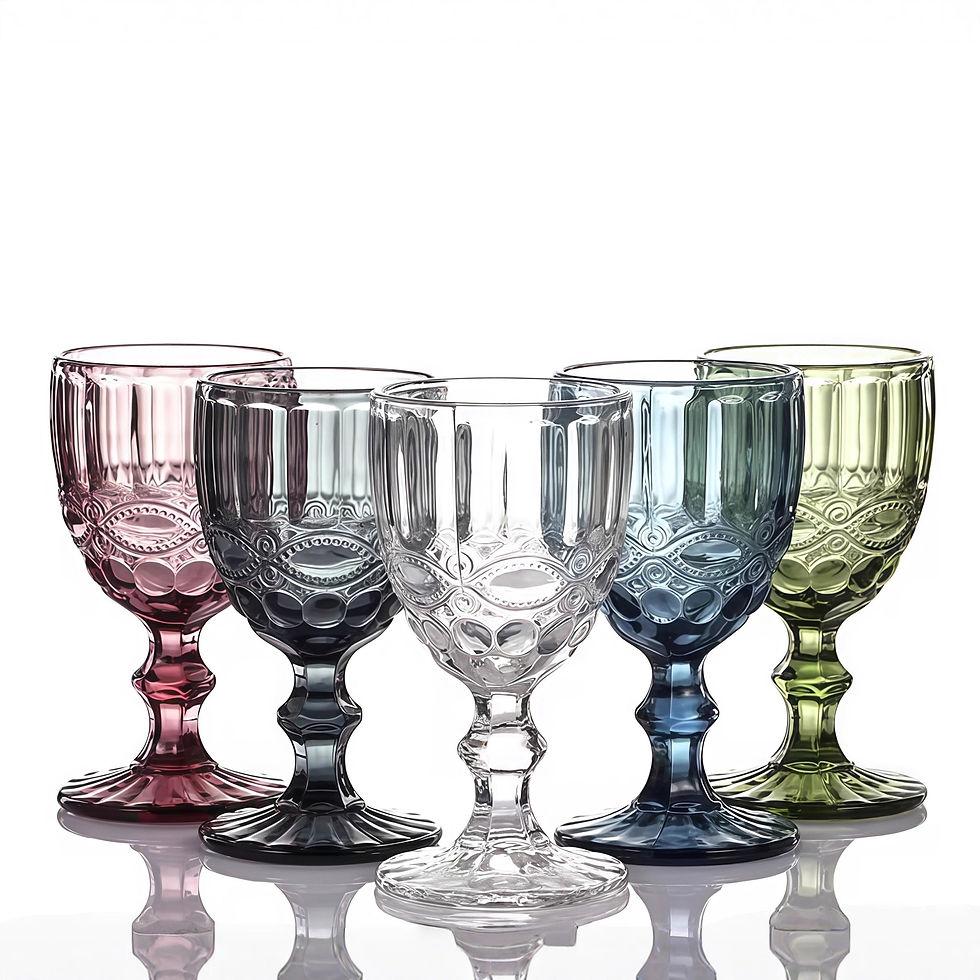 Thumbnail: European Embossed Wine Glass Thickened Colorful Glass High Foot Juice Cup Retro 