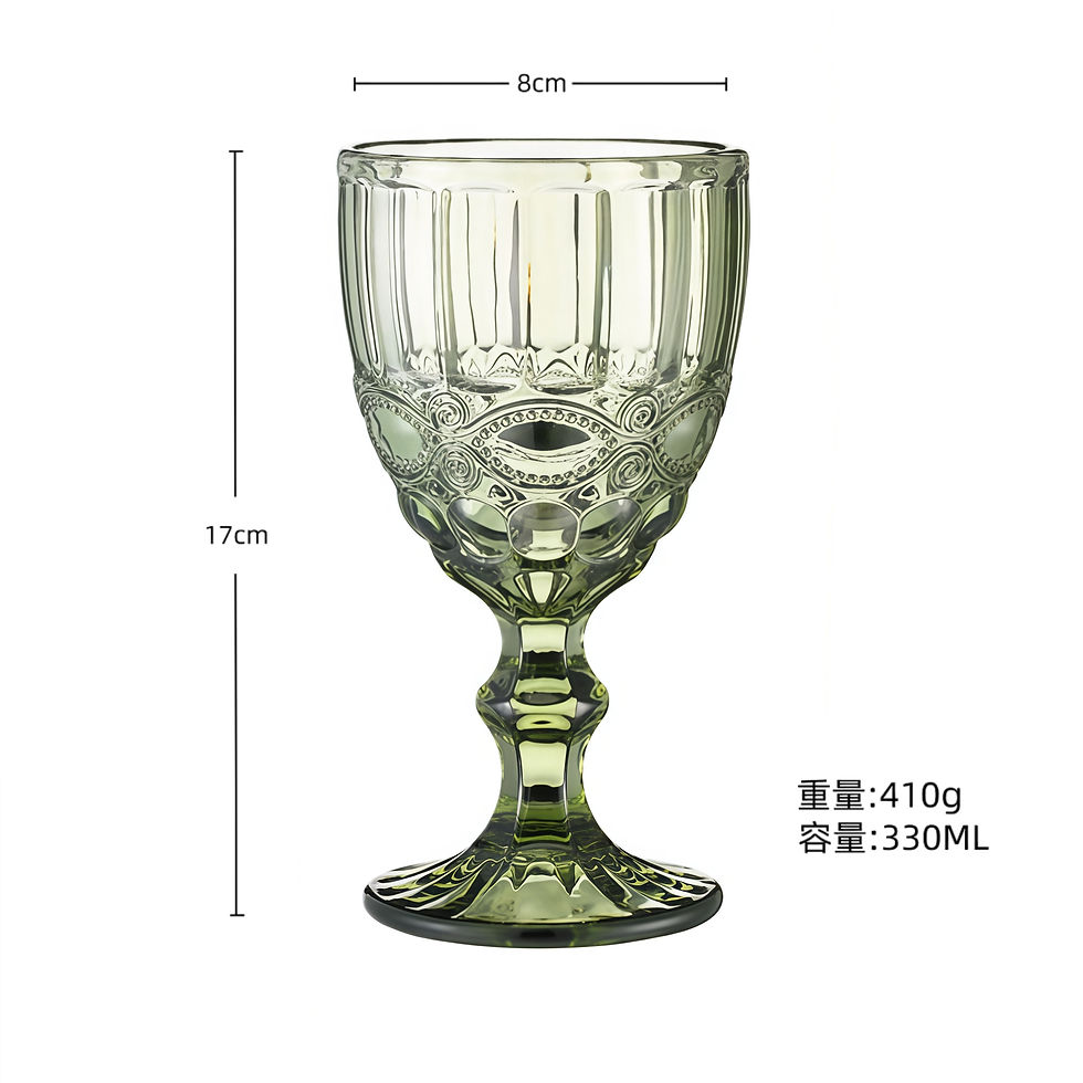 Thumbnail: European Embossed Wine Glass Thickened Colorful Glass High Foot Juice Cup Retro 