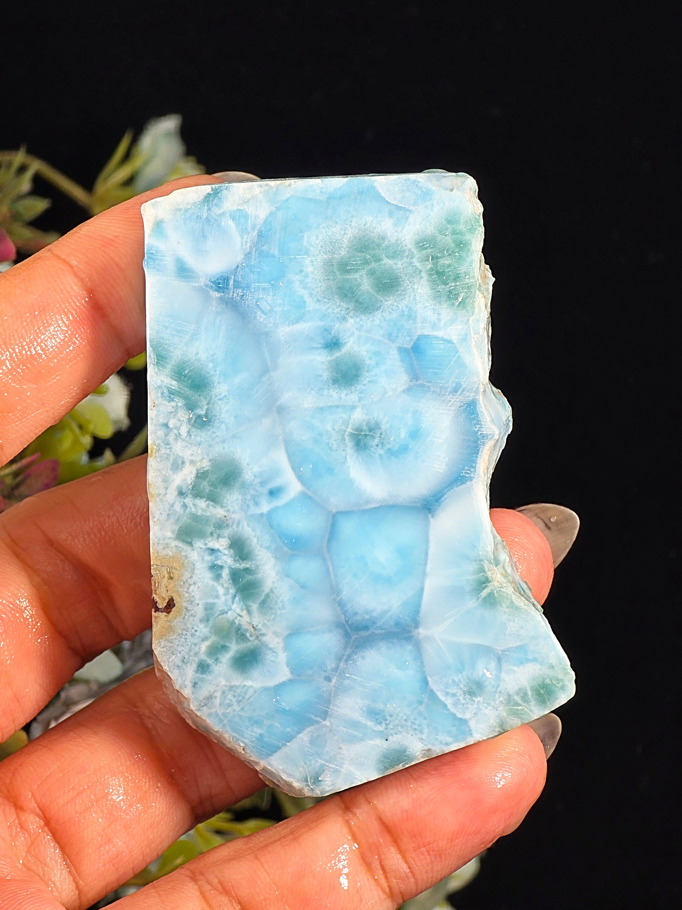 72G LARIMAR SLAB – POLISHED DOMINICAN BLUE GEMSTONE FOR HEALING OR LAPIDARY