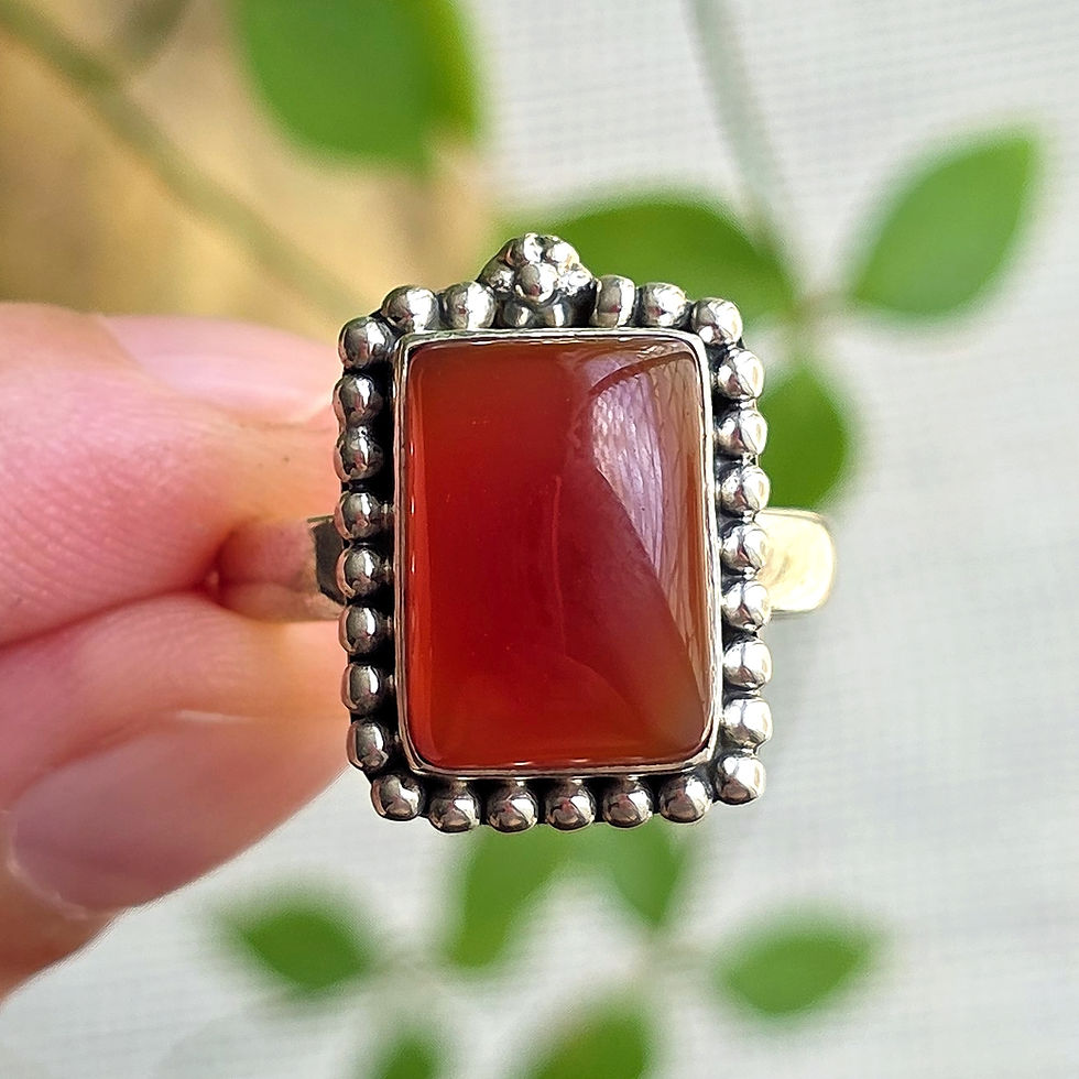 CARNELIAN RING 925 STERLING SILVER - SIZE 8.5