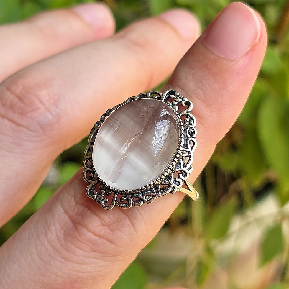 Thumbnail: RABBIT QUARTZ RING 925 STERLING SILVER - ADJUSTABLE