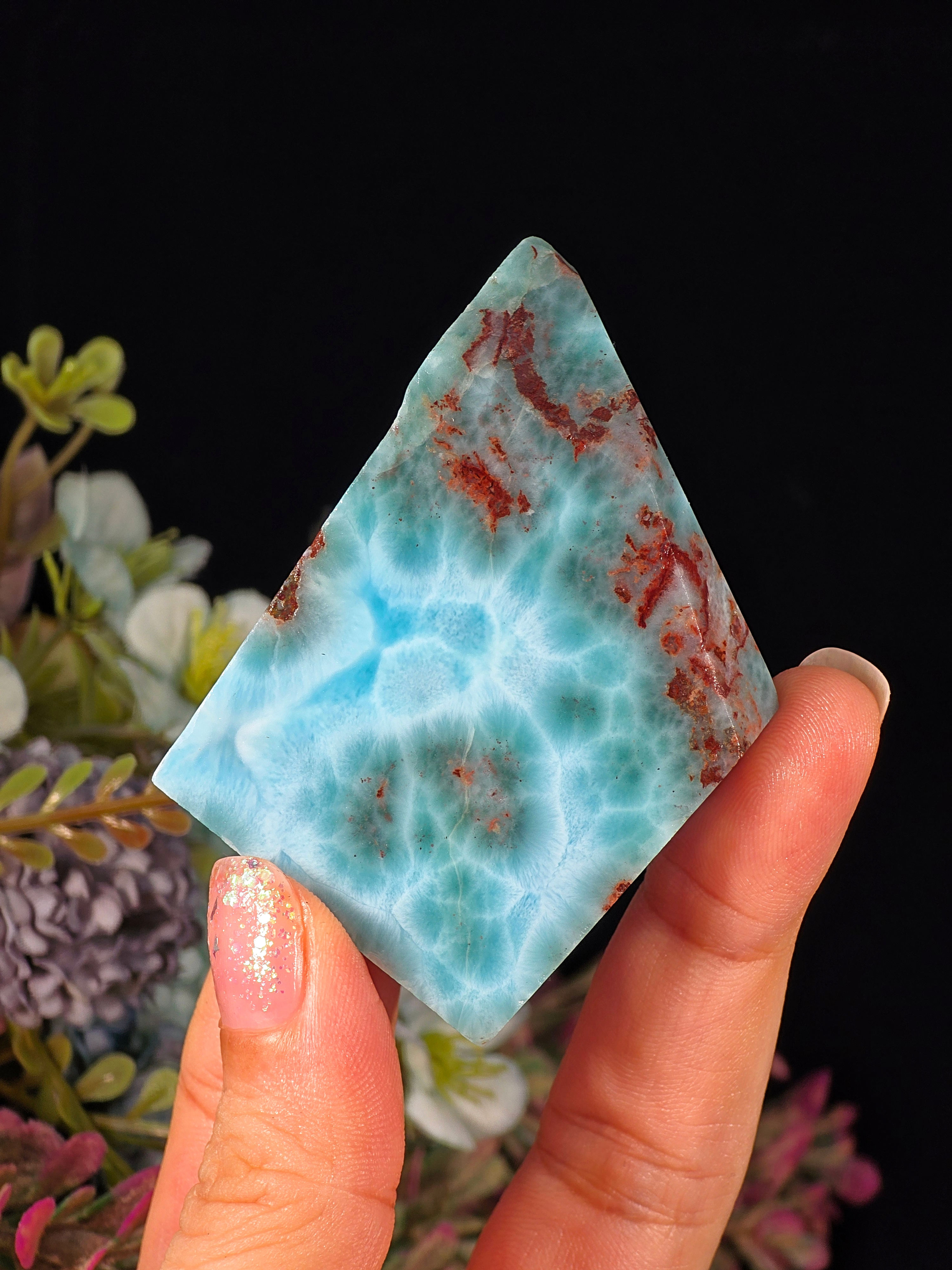 115G LARIMAR SLAB WITH RED HEMATITE