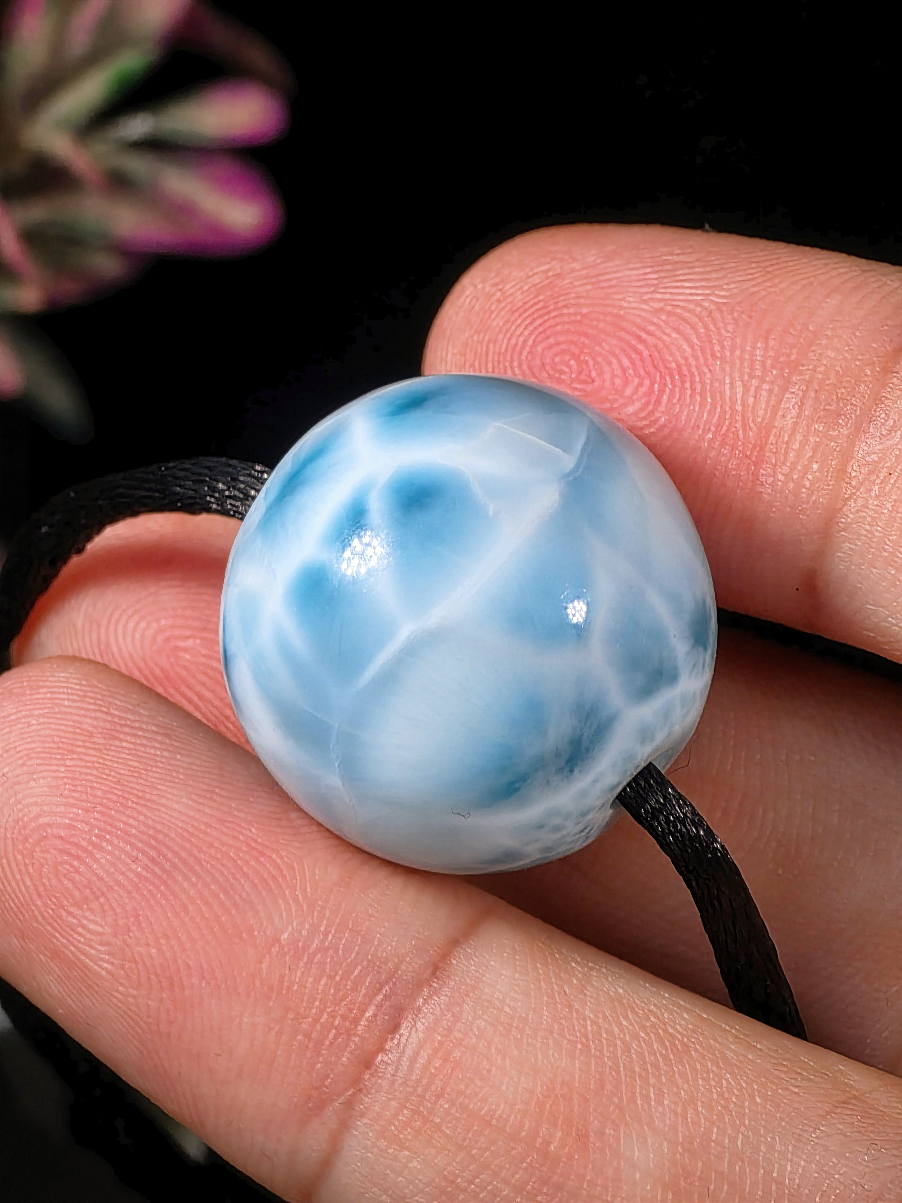 13G/20MM LARIMAR SPHERE ROPE NECKLACE AAA+