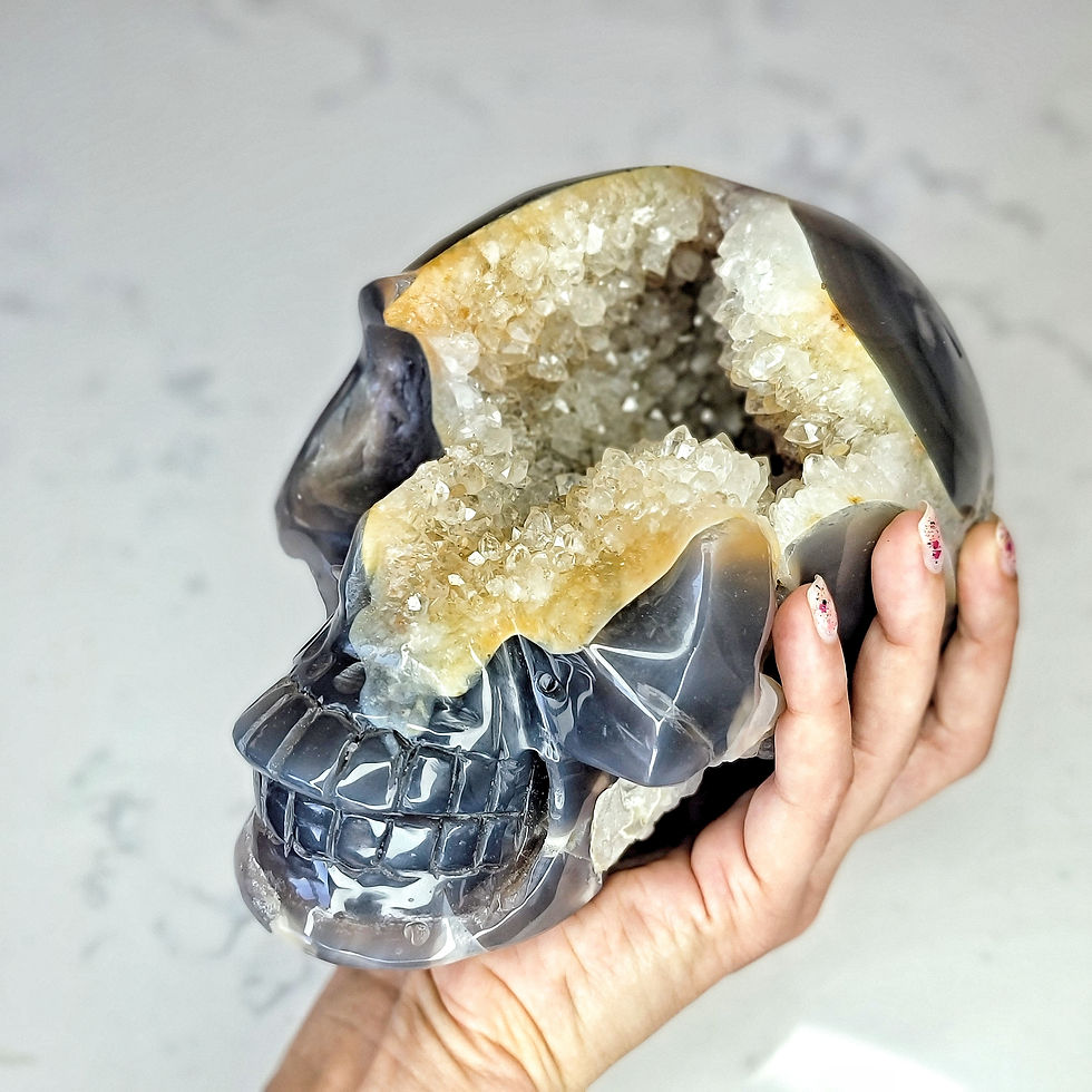 Thumbnail: 6.29LB MASSIVE AGATE CRYSTAL SKULL WITH GEODE
