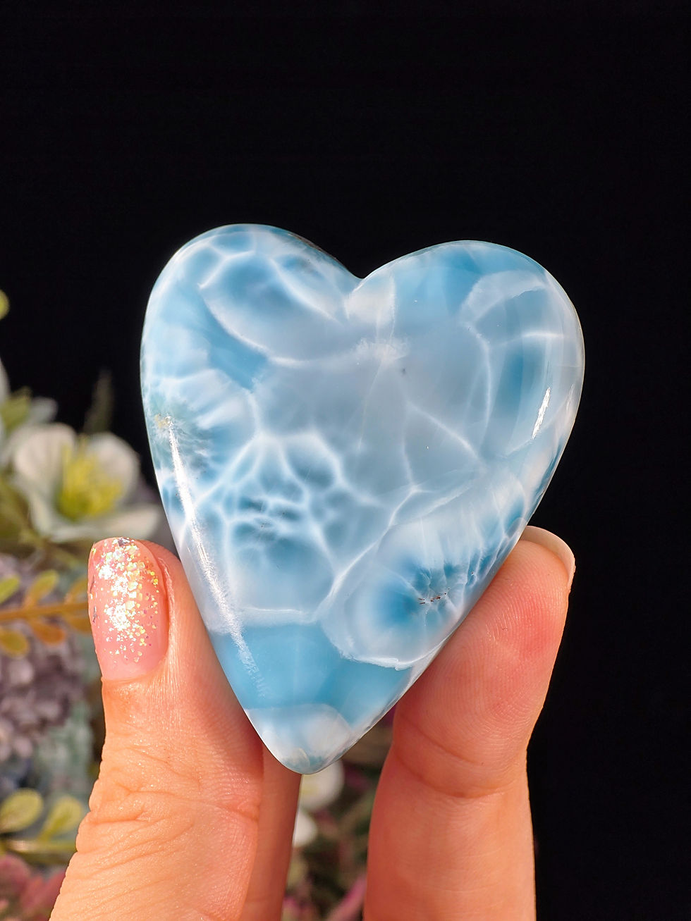 Thumbnail: 56G LARGE LARIMAR HEART CABOCHON - AAAA MUSEUM GRADE