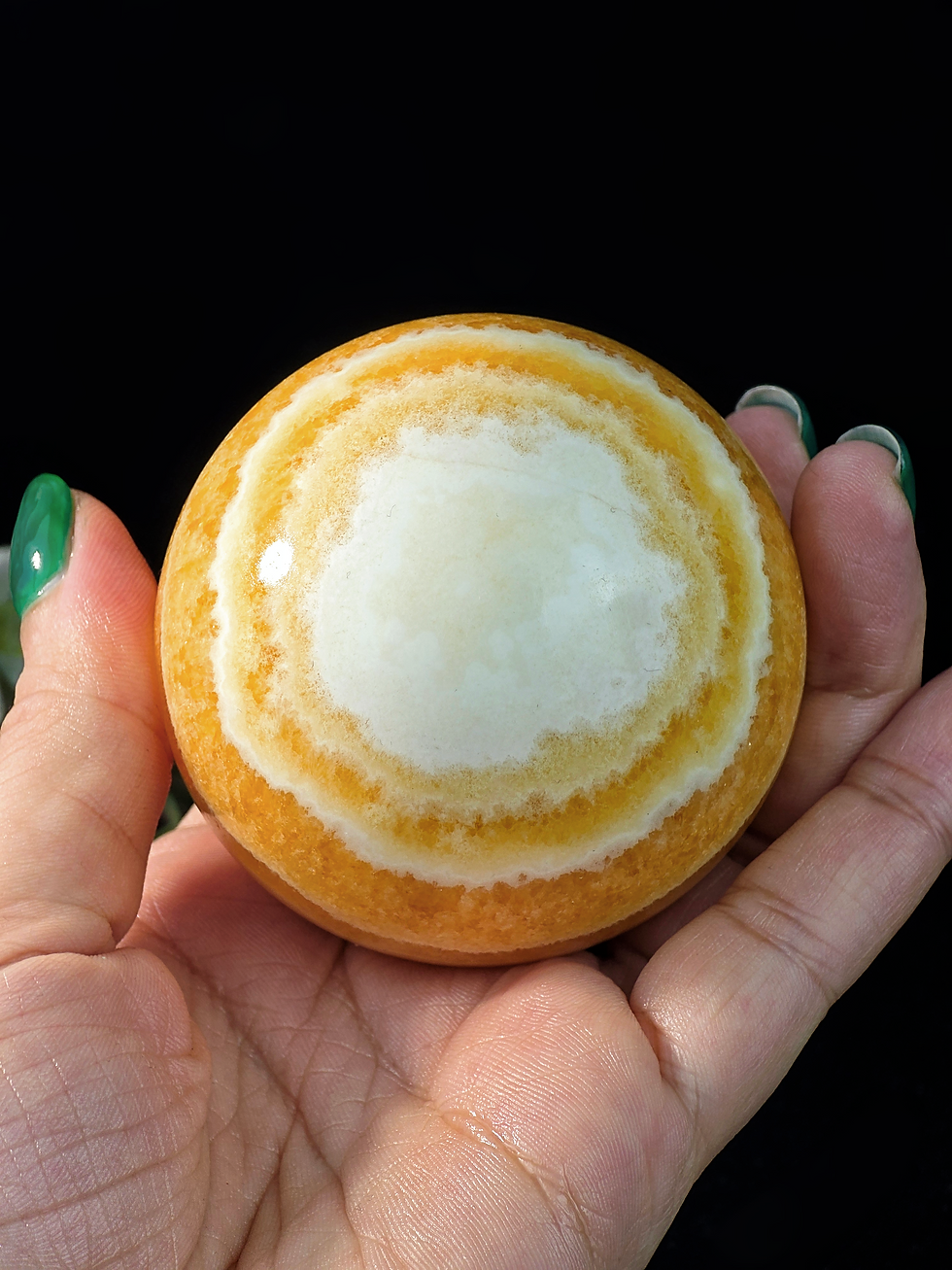 Thumbnail: 403G ORANGE CALCITE SPHERE - 65MM DIAMETER