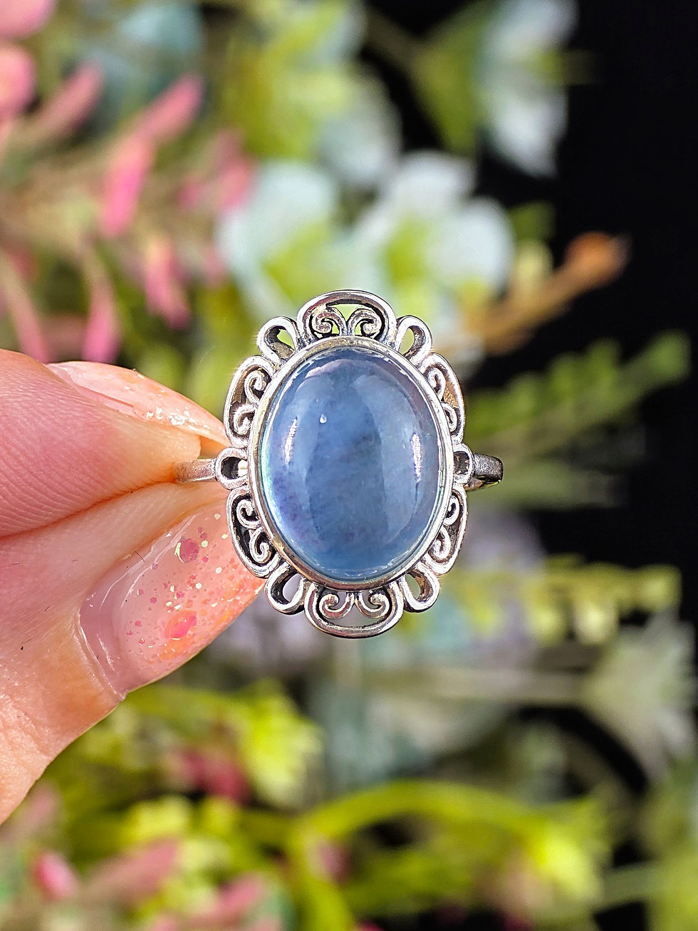 Thumbnail: AQUAMARINE RING - ADJUSTABLE 925 STERLING SILVER