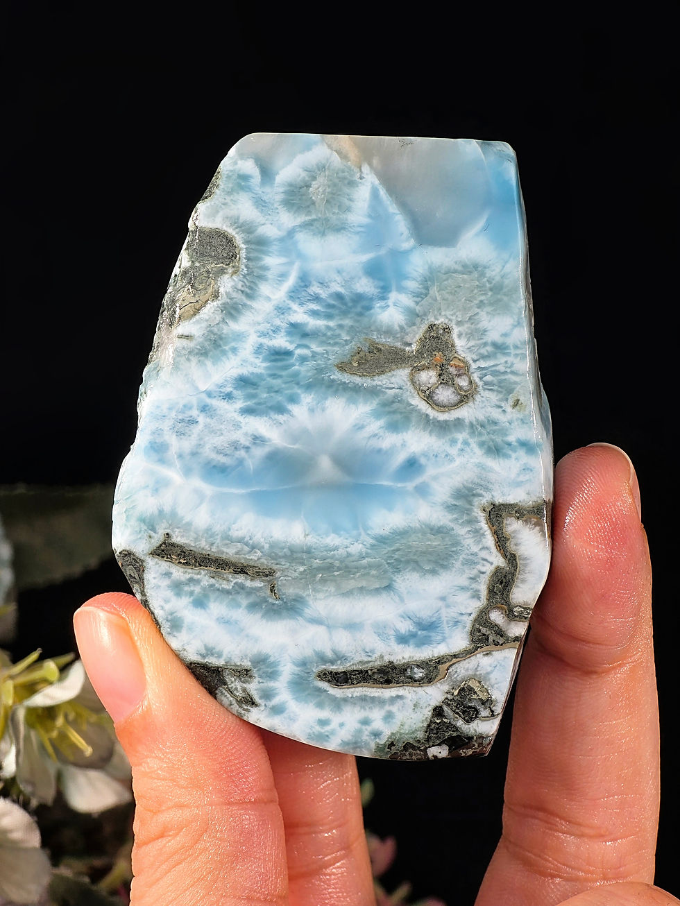 Thumbnail: 102G AAA LARIMAR SLAB POLISHED STONE