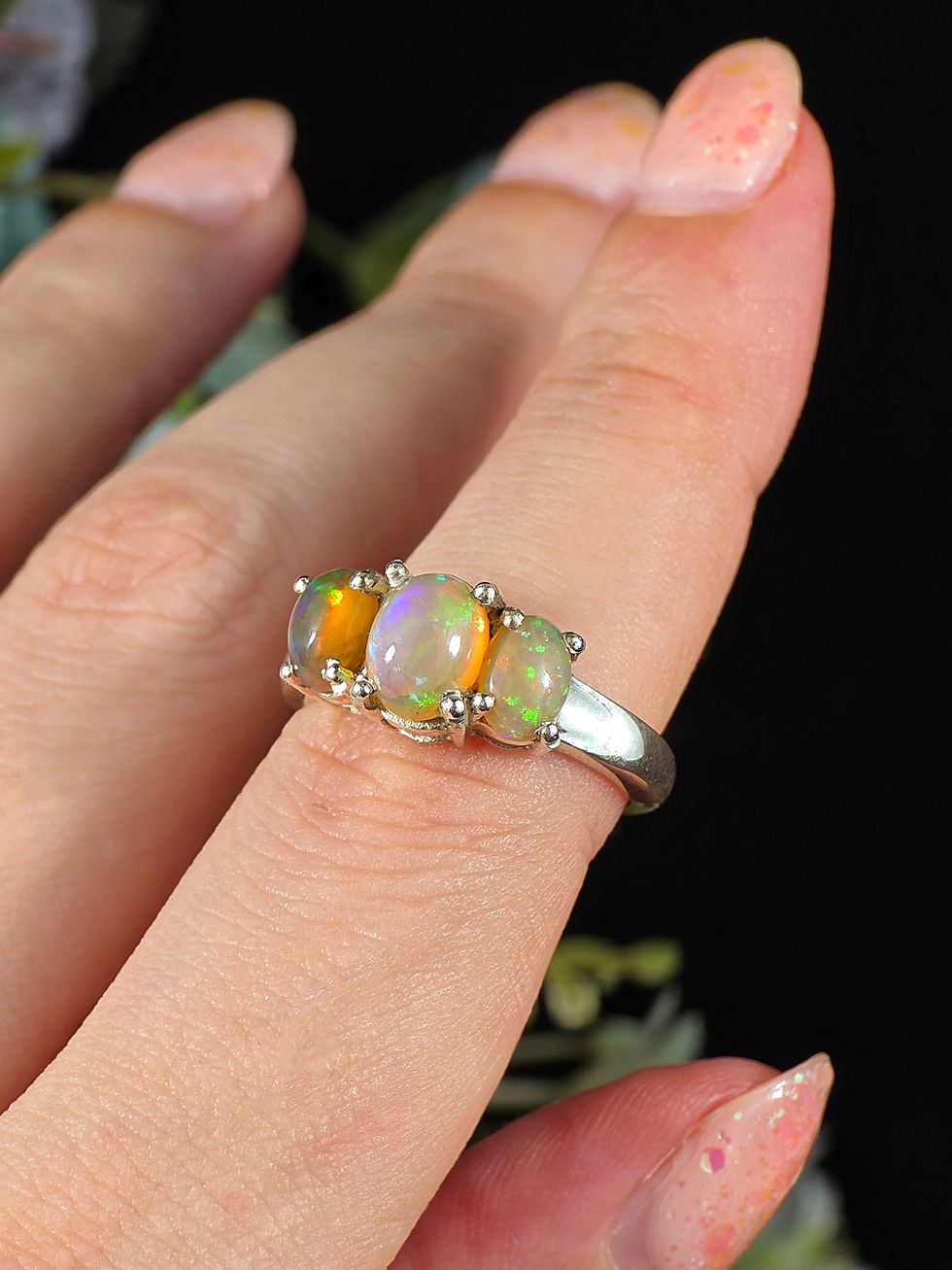 Thumbnail: OPAL RING 925 STERLING SILVER - SIZE 8