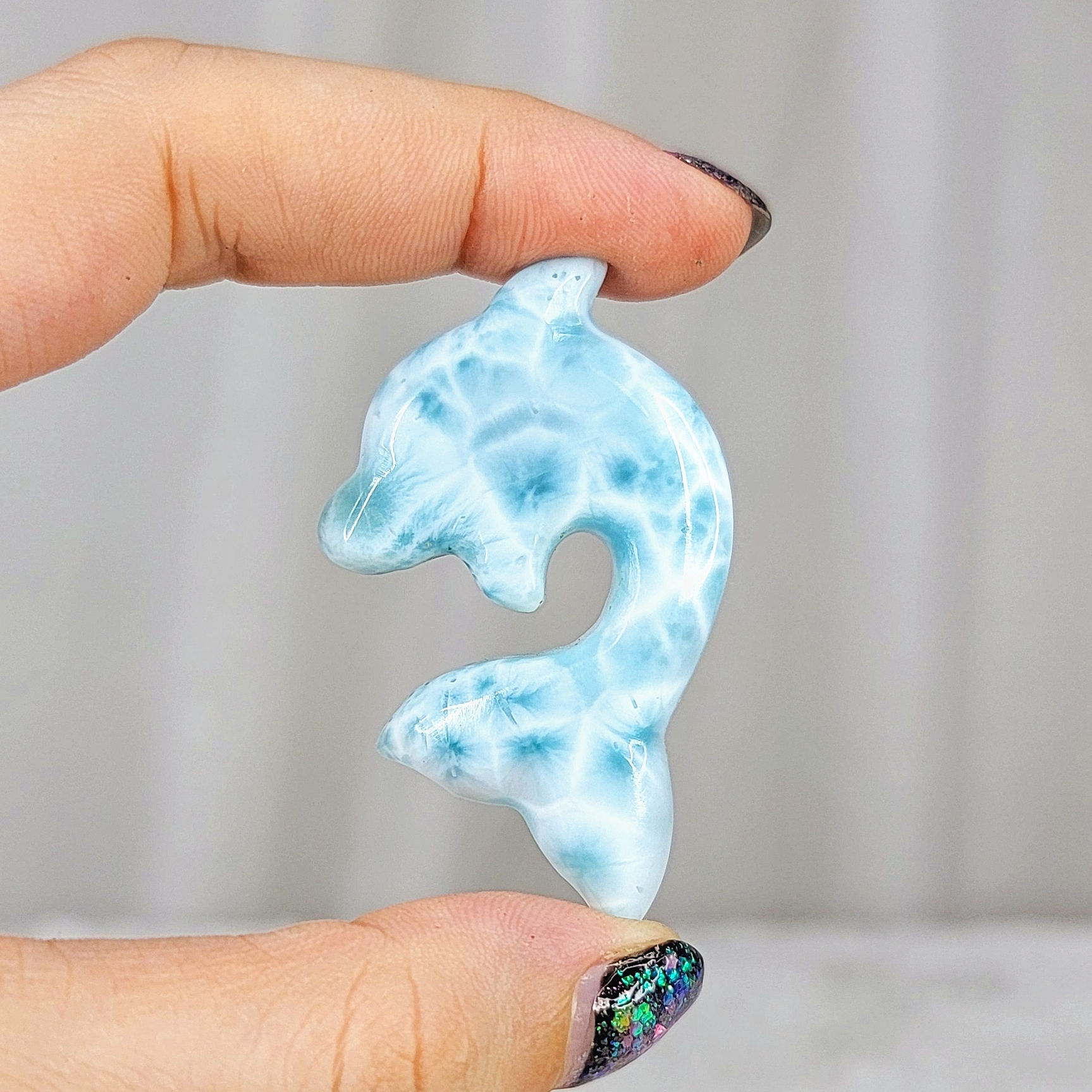 21G SKY BLUE LARIMAR DOLPHIN W/ OCEAN PATTERNS
