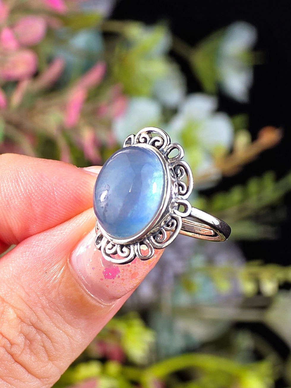 Thumbnail: AQUAMARINE RING - ADJUSTABLE 925 STERLING SILVER