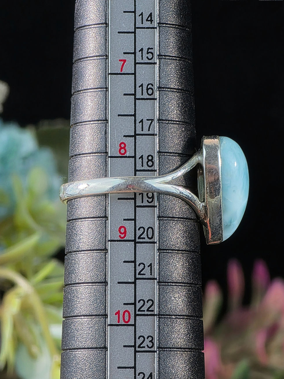 Thumbnail: LARIMAR HEART RING LIGHT BLUE - SIZE 8.5