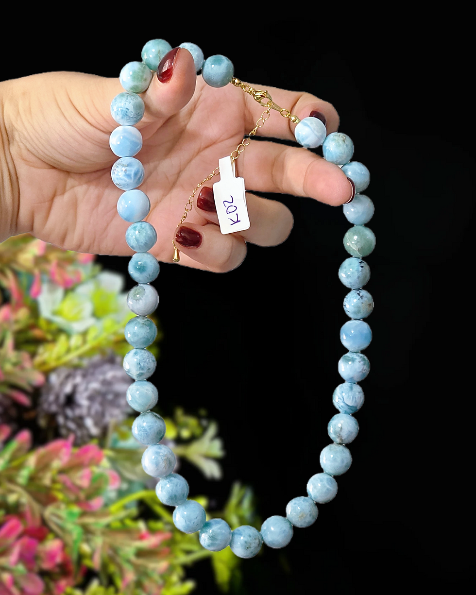 Thumbnail: BEADED LARIMAR NECKLACE - 12MM 16"