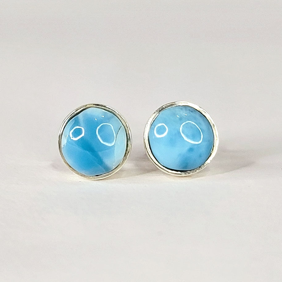 Thumbnail: LARIMAR STUD EARRINGS - 925 STERLING SILVER