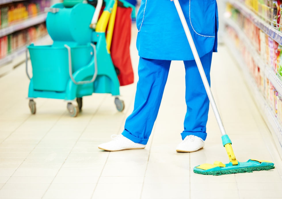 schoonmaken van supermarkt