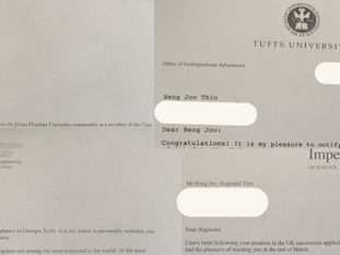 Admissions letters from JHU, Tufts, Georgia Tech and Imperial College