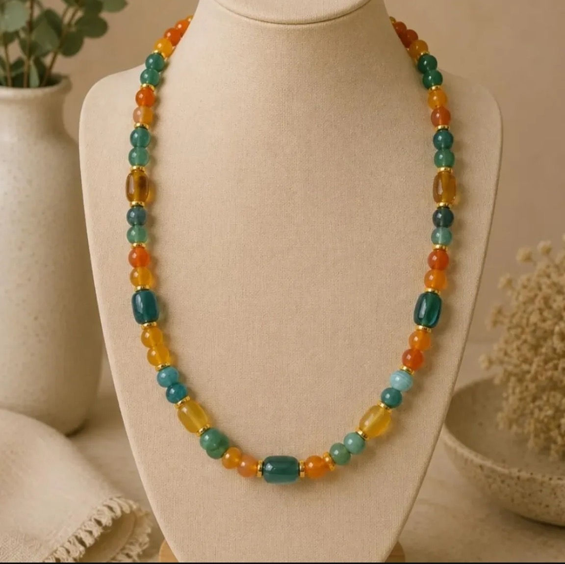 Collar de cornalina naranja
