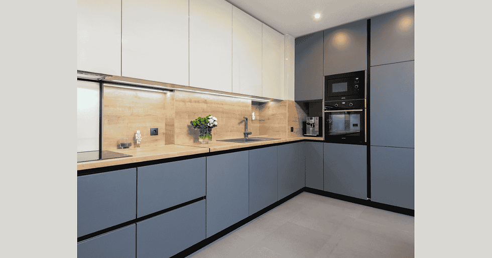 Custom-designed modular kitchen by 4inch Studio in Hyderabad, blending modern finishes with layout-specific cabinetry- offering tailored, budget-friendly interiors without extra customization charges.