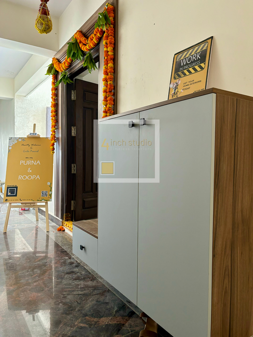 Minimalistic Foyer unit design by best interior design company  in hyderabad