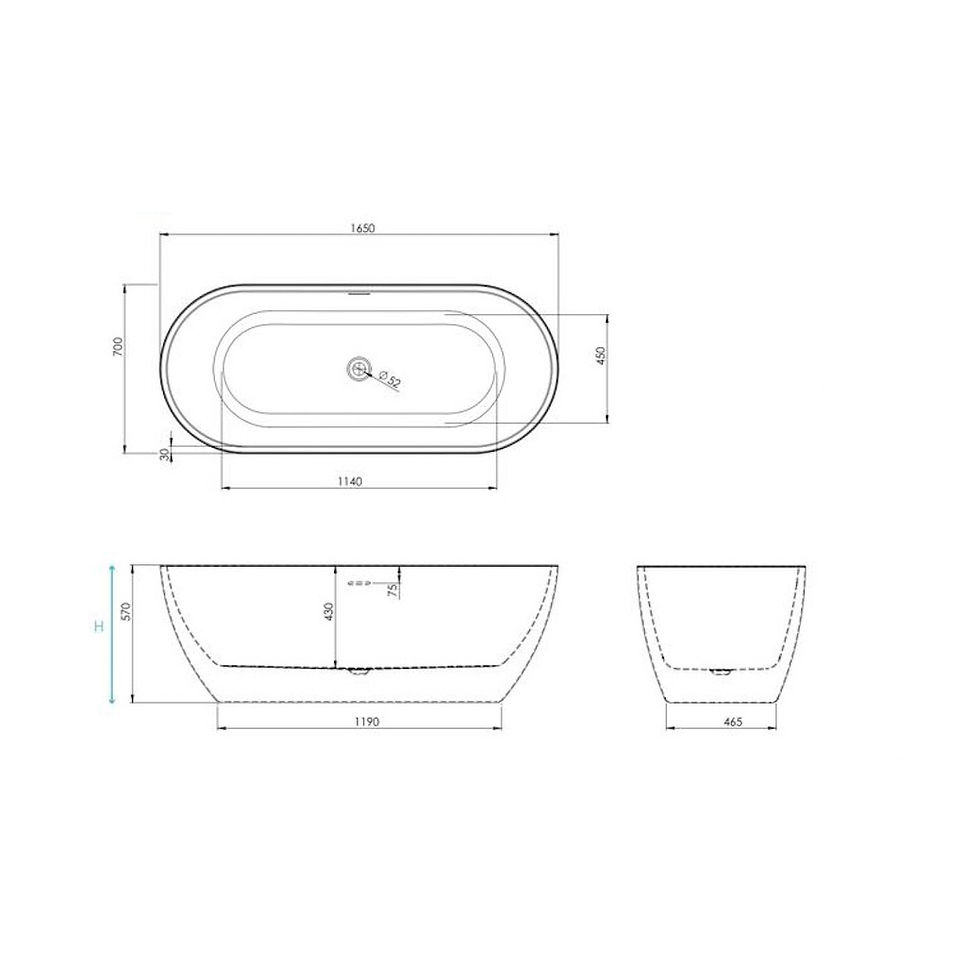 Thumbnail: Form Freestanding Bath 1650mm x 700mm SCD