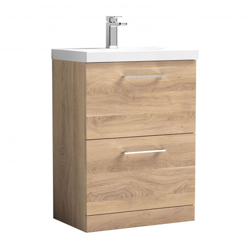 Nuie Arno 600 2 Drawer Unit  and Basin in choice of 3 woodgrains