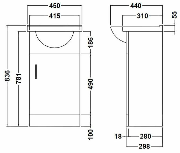 Thumbnail: Nuie 450mm White Gloss Vanity & Basin