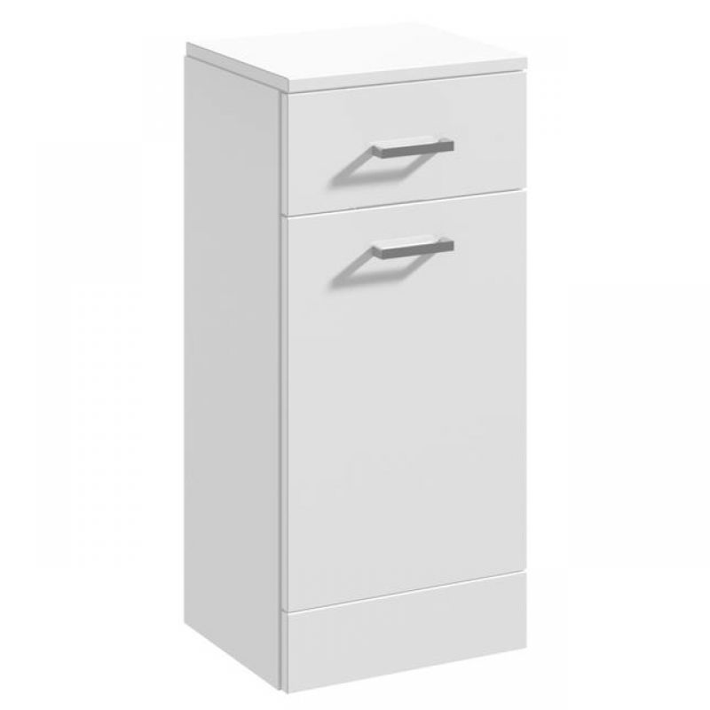Nui 350mm White Gloss Laundry Basket With Drawer