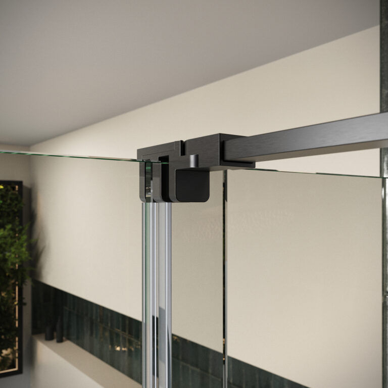Thumbnail: Momentum gunmetal frameless sliding door for Tray or Wetroom