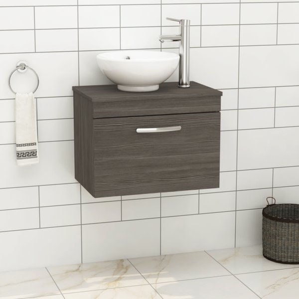 Nuie Athena 600mm Wall Hung Unit Top & Basin   (Tap & Waste Extra)