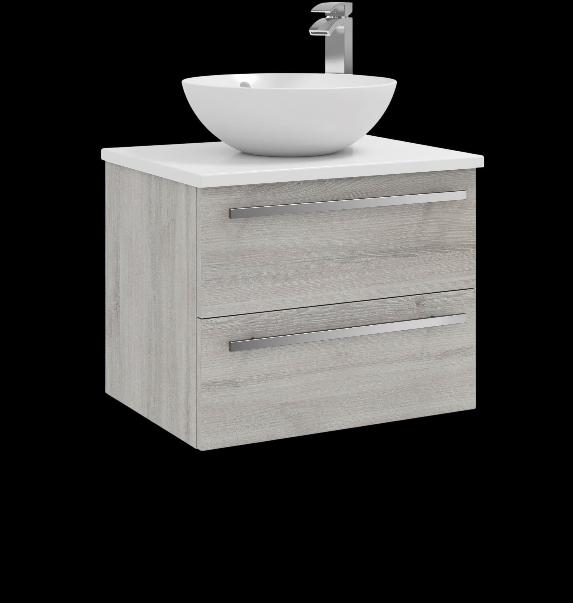 Purity 600mm x 450mm deep Silver Ash unit, Ceramic top and Ceramic Basin