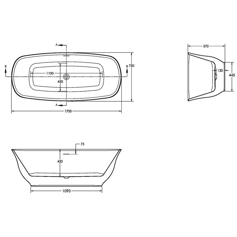 Thumbnail: Coral Freestanding Bath 1700mm x 800mm SCD